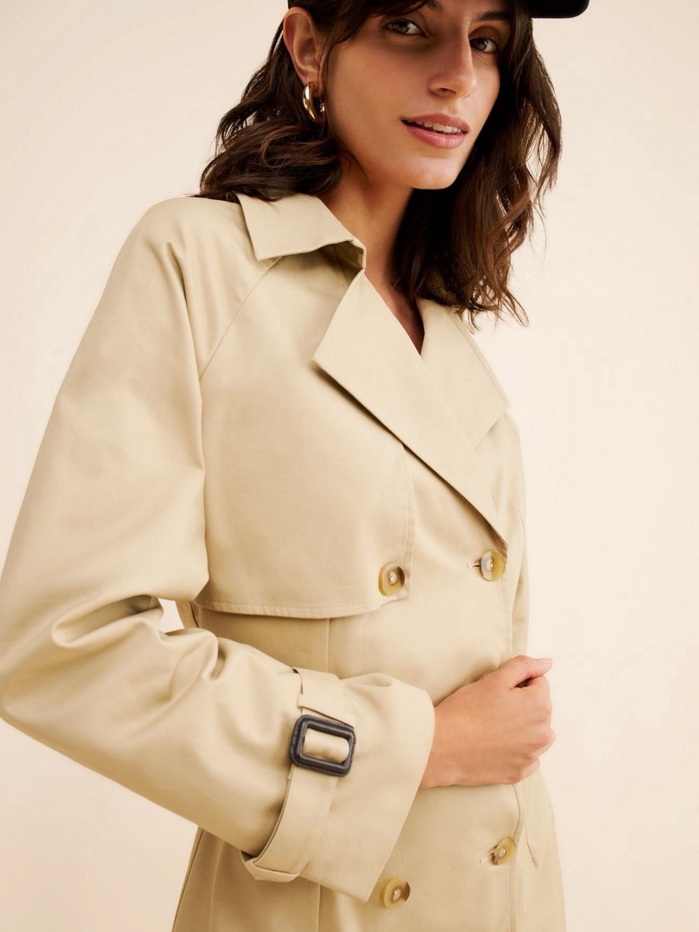 Anthropologie Lightweight Double-Breasted Tan Trench Coat